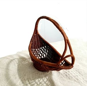 Boho Anthro Unique Vintage Wicker Basket